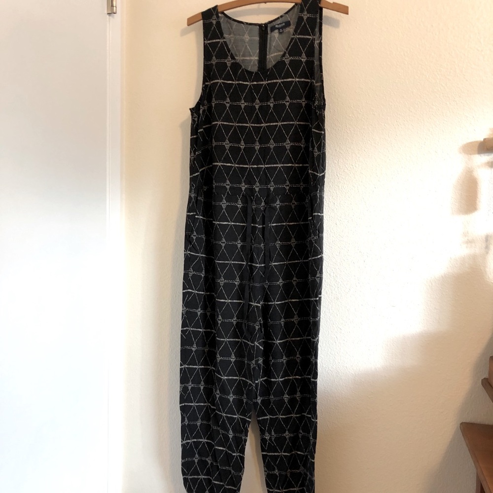 Madewell jumpsuit in black with white pattern